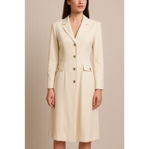 Vintage Designer Oyster Blazer Dress Midi Gold Buttons Size 10 NWT Made In USA